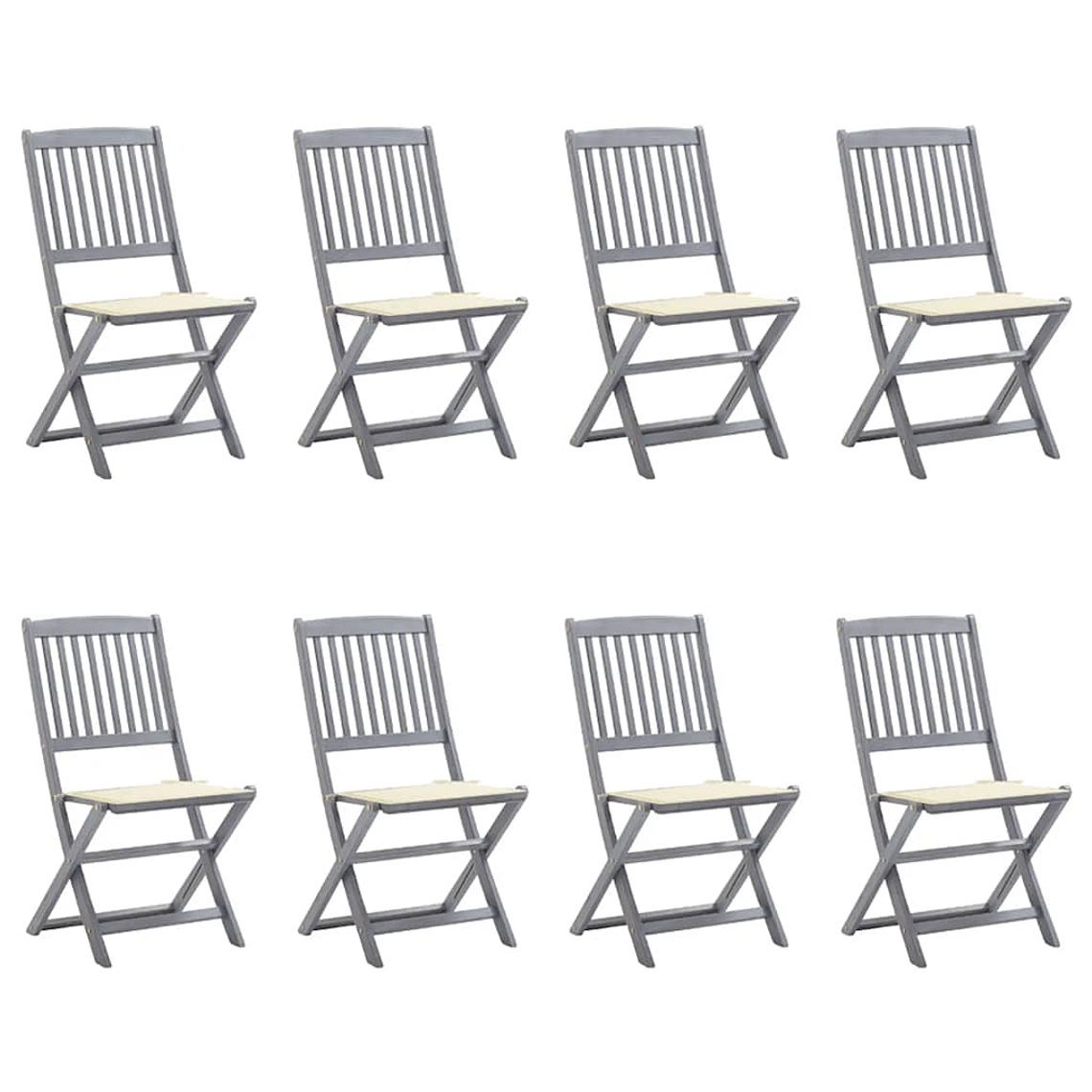 vidaXL Cadeiras de exterior dobráveis 8pcs c/ almofadões acácia maciça 1