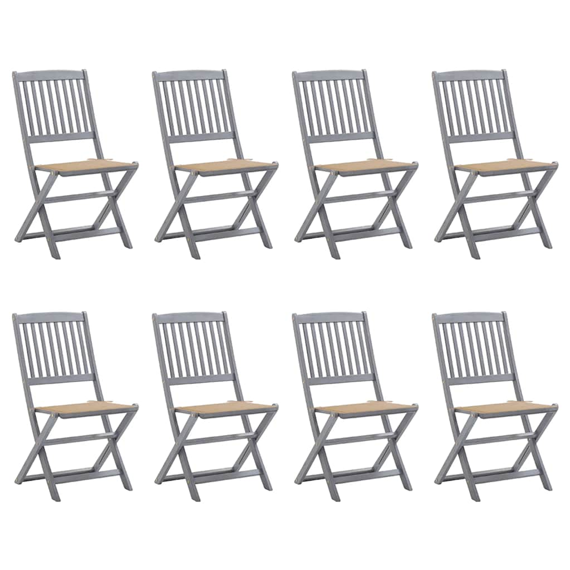 vidaXL Cadeiras de exterior dobráveis 8pcs c/ almofadões acácia maciça 1
