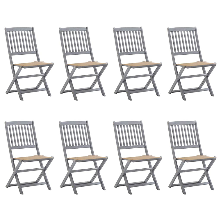 vidaXL Cadeiras de exterior dobráveis 8pcs c/ almofadões acácia maciça 1