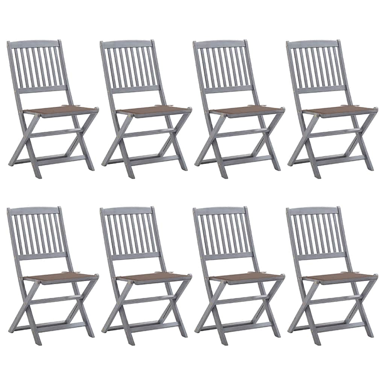 vidaXL Cadeiras de exterior dobráveis 8pcs c/ almofadões acácia maciça 1