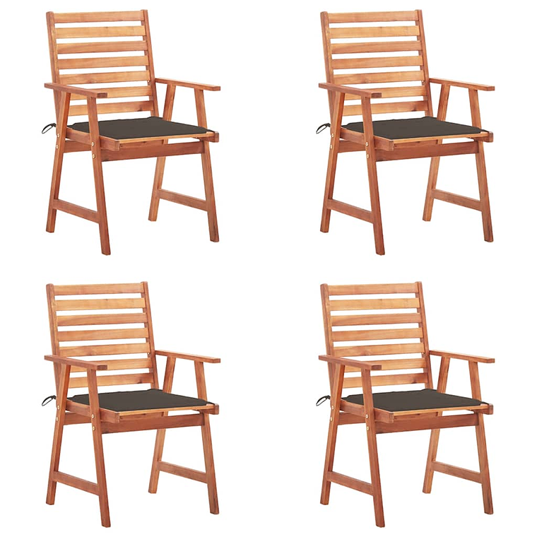 vidaXL Cadeiras de jantar p/ jardim 4 pcs c/ almofadões acácia maciça 1