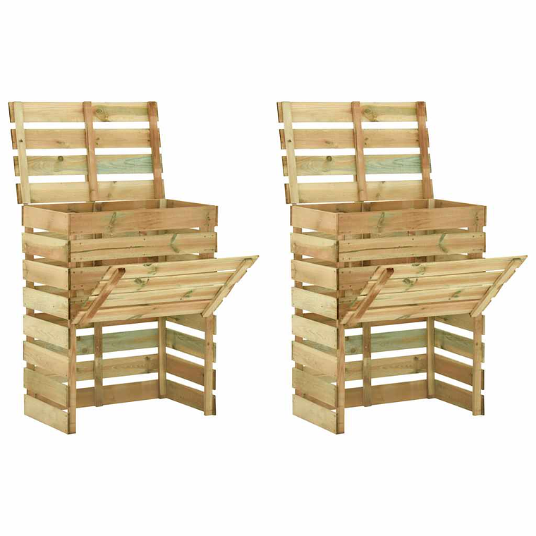 vidaXL Caixa de compostagem ripada 2 pcs 80x50x100cm pinho impregnado 1