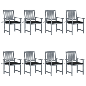 vidaXL Cadeiras de jardim c/ almofadões 8 pcs acácia maciça cinzento