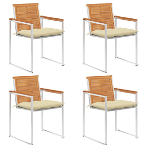 vidaXL Cadeiras de jardim c/ almofadões 4 pcs madeira de acácia maciça