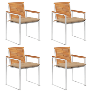 vidaXL Cadeiras de jardim c/ almofadões 4 pcs madeira de acácia maciça