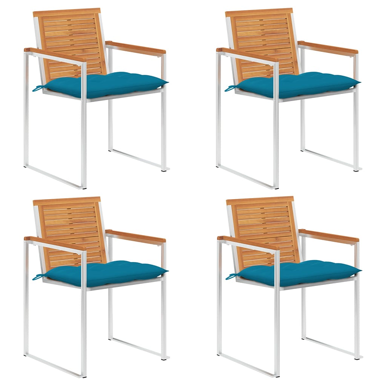 vidaXL Cadeiras de jardim c/ almofadões 4 pcs madeira de acácia maciça 1