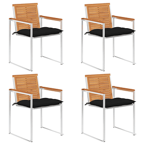 vidaXL Cadeiras de jardim c/ almofadões 4 pcs madeira de acácia maciça