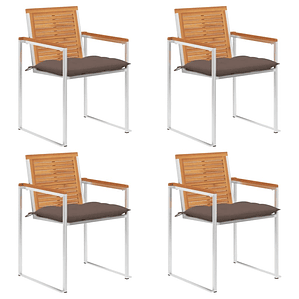 vidaXL Cadeiras de jardim c/ almofadões 4 pcs madeira de acácia maciça