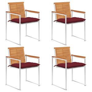 vidaXL Cadeiras de jardim c/ almofadões 4 pcs madeira de acácia maciça