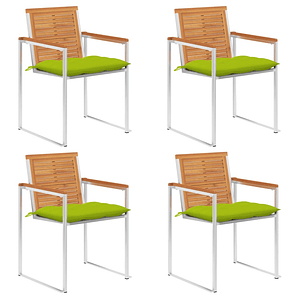 vidaXL Cadeiras de jardim c/ almofadões 4 pcs madeira de acácia maciça