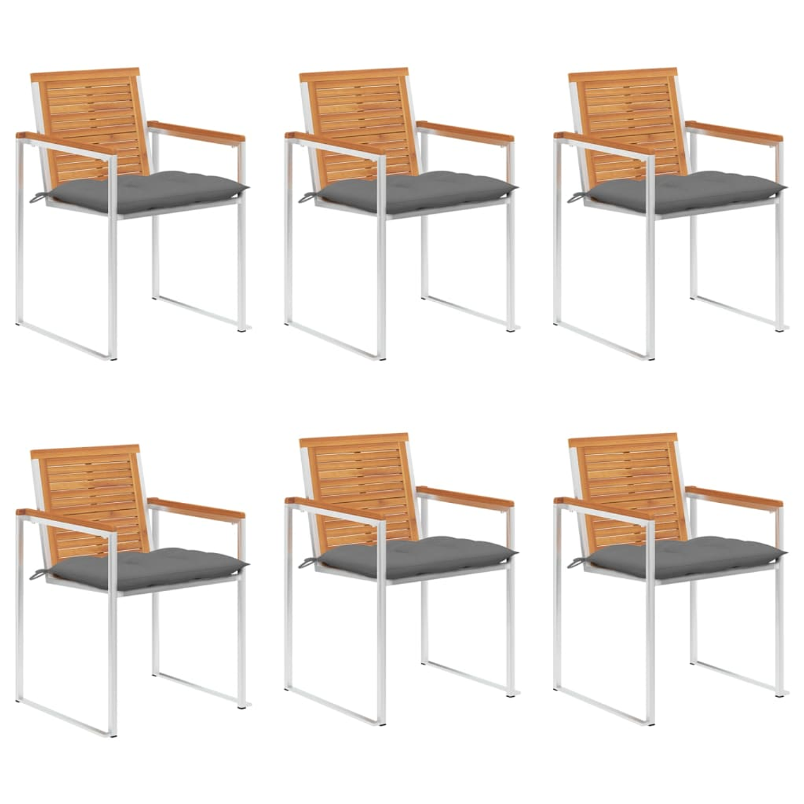 vidaXL Cadeiras de jardim 6 pcs c/ almofadões madeira de acácia maciça 1