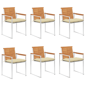 vidaXL Cadeiras de jardim 6 pcs c/ almofadões madeira de acácia maciça