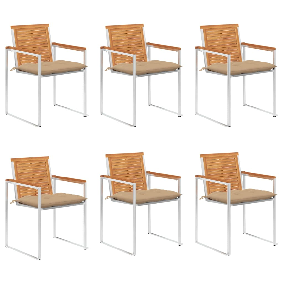 vidaXL Cadeiras de jardim 6 pcs c/ almofadões madeira de acácia maciça 1