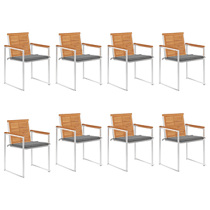 vidaXL Cadeiras de jardim 8 pcs c/ almofadões madeira de acácia maciça