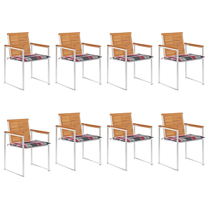 vidaXL Cadeiras de jardim 8 pcs c/ almofadões madeira de acácia maciça
