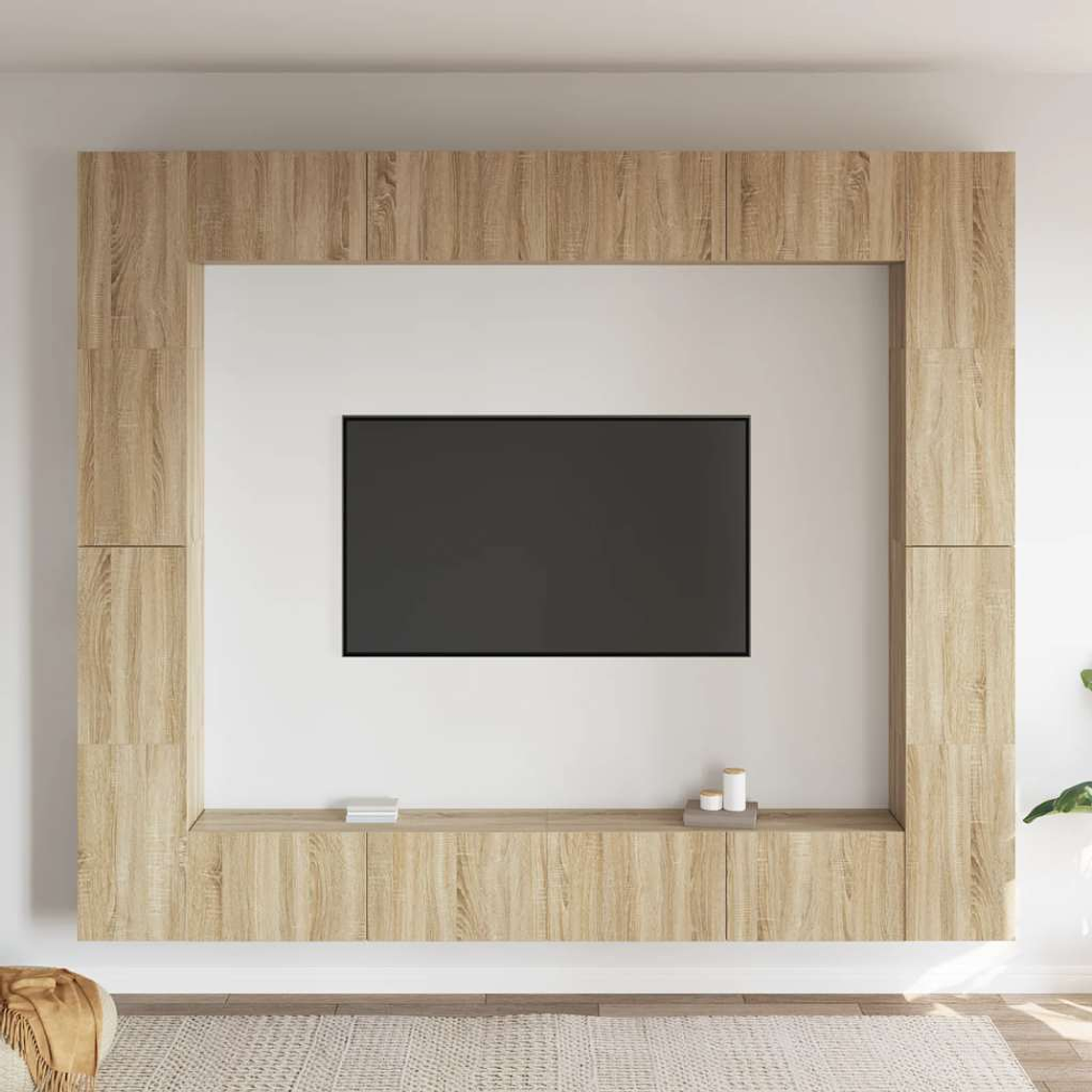 vidaXL 8pcs conjunto móveis de TV derivados de madeira carvalho sonoma 1