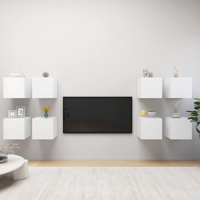 vidaXL Móvel de TV de parede 8 pcs 30,5x30x30 cm branco 1