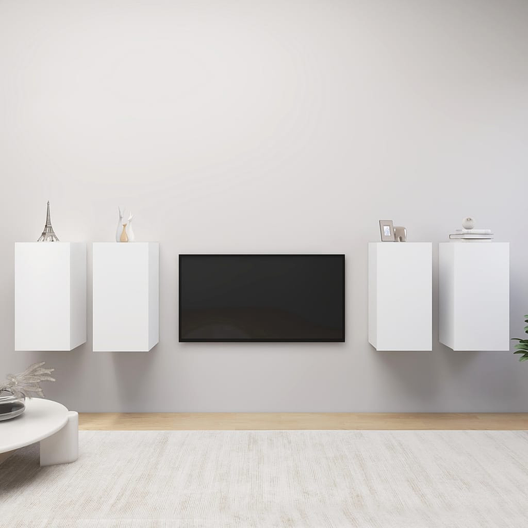 vidaXL Móveis de TV 4 pcs 30,5x30x60 cm derivados de madeira branco 1