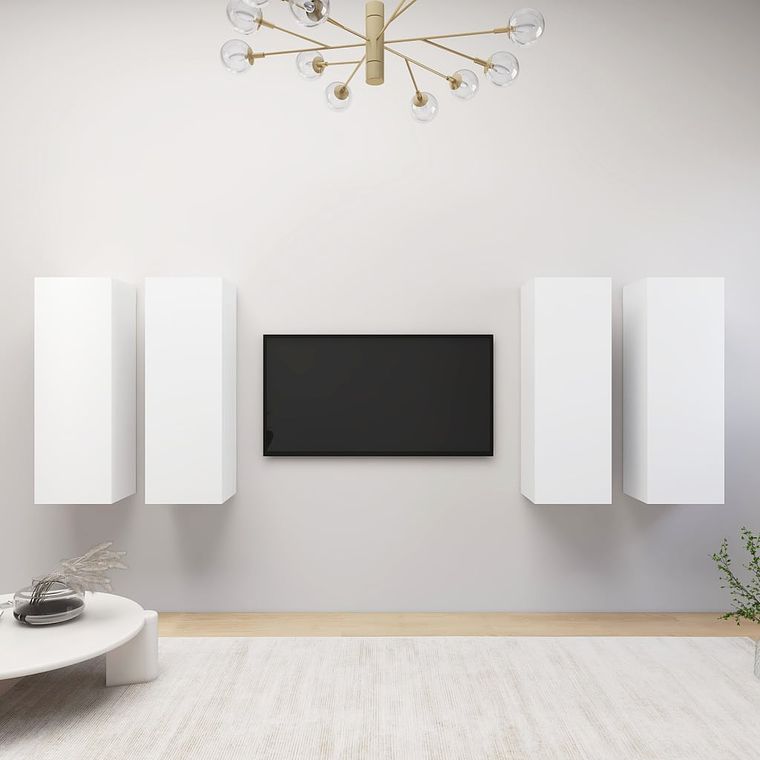 vidaXL Móveis de TV 4 pcs 30,5x30x90 cm derivados de madeira branco 1