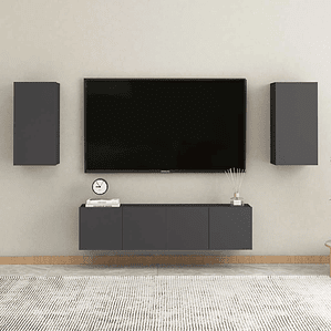 vidaXL 4 pcs conjunto de móveis de TV contraplacado cinzento