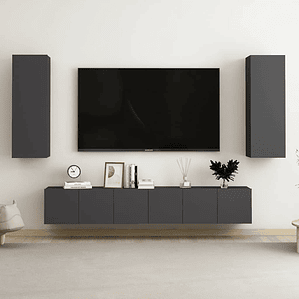 vidaXL 5 pcs conjunto de móveis de TV contraplacado cinzento