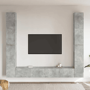 vidaXL 6 pcs conjunto de móveis de TV derivados madeira cinza cimento