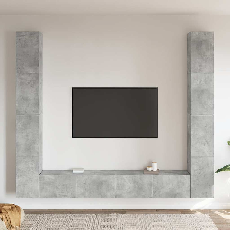 vidaXL 6 pcs conjunto de móveis de TV derivados madeira cinza cimento 1