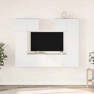 vidaXL 6 pcs conjunto de móveis de TV derivados de madeira branco