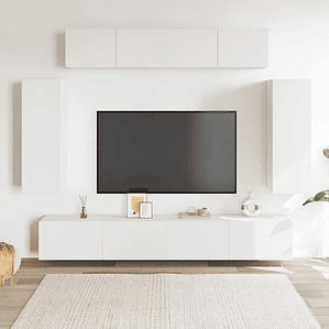 vidaXL 6 pcs conjunto de móveis de TV derivados de madeira branco