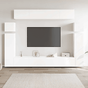 vidaXL 8 pcs conjunto de móveis de TV derivados de madeira branco