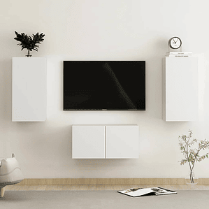 vidaXL 3 pcs conjunto de móveis de TV derivados de madeira branco
