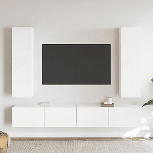 vidaXL 4 pcs conjunto de móveis de TV derivados de madeira branco