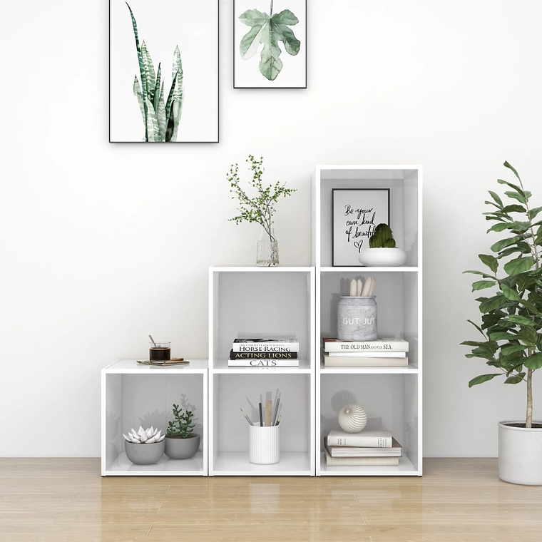 vidaXL 3 pcs conjunto de móveis de TV contraplacado branco brilhante 1