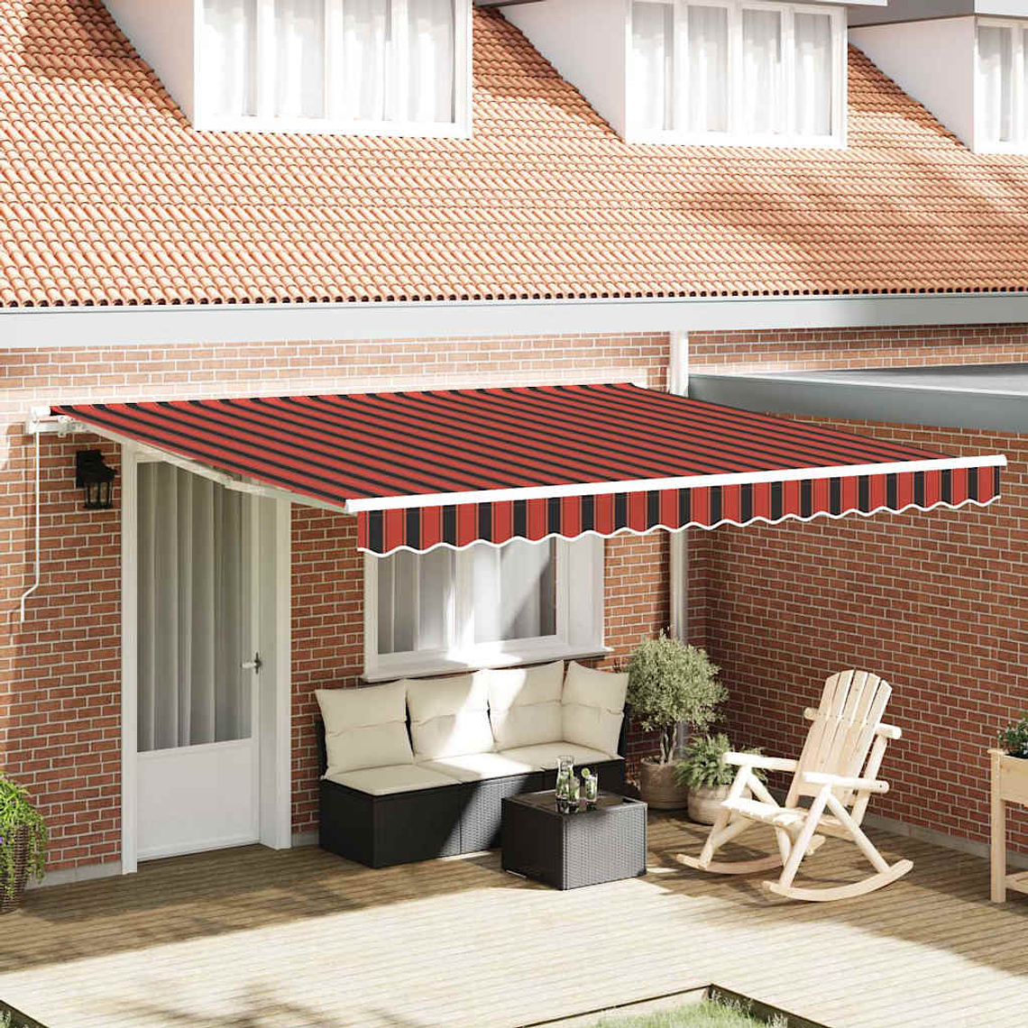 vidaXL Toldo Retrátil Manual Laranja e Marrom 400 × 300 cm 1