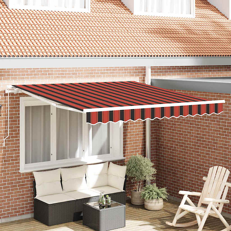 vidaXL Toldo Retrátil Manual Laranja e Marrom 350 x 250 cm 1