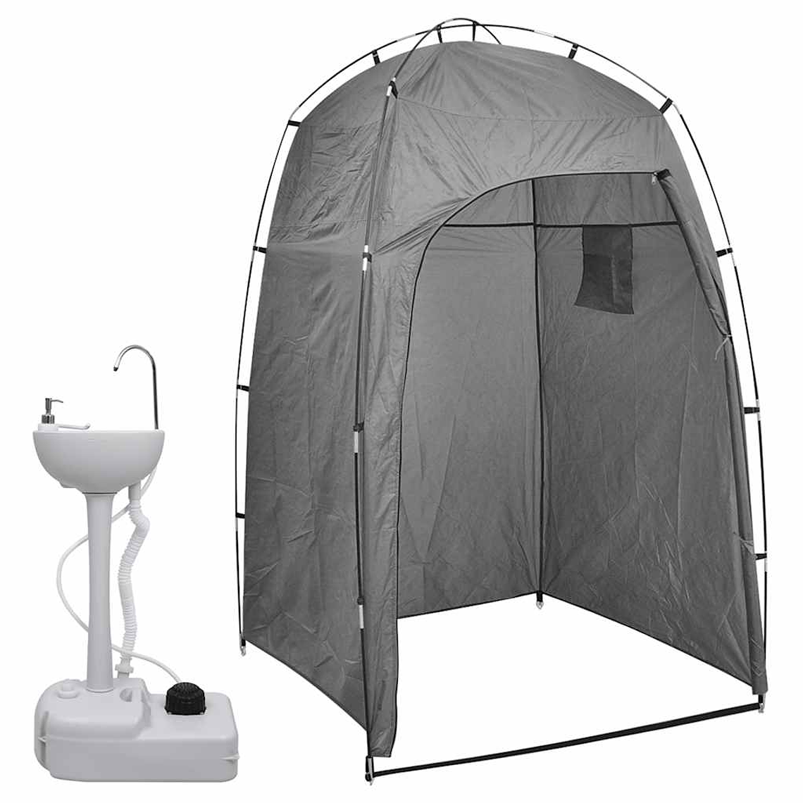 vidaXL Conjunto de lavatório com suporte para campismo com tenda 20 L 1