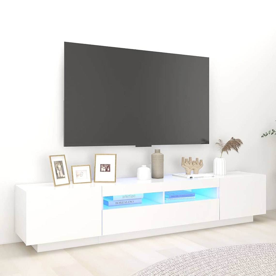 vidaXL Móvel de TV com luzes LED 200x35x40 cm branco 1