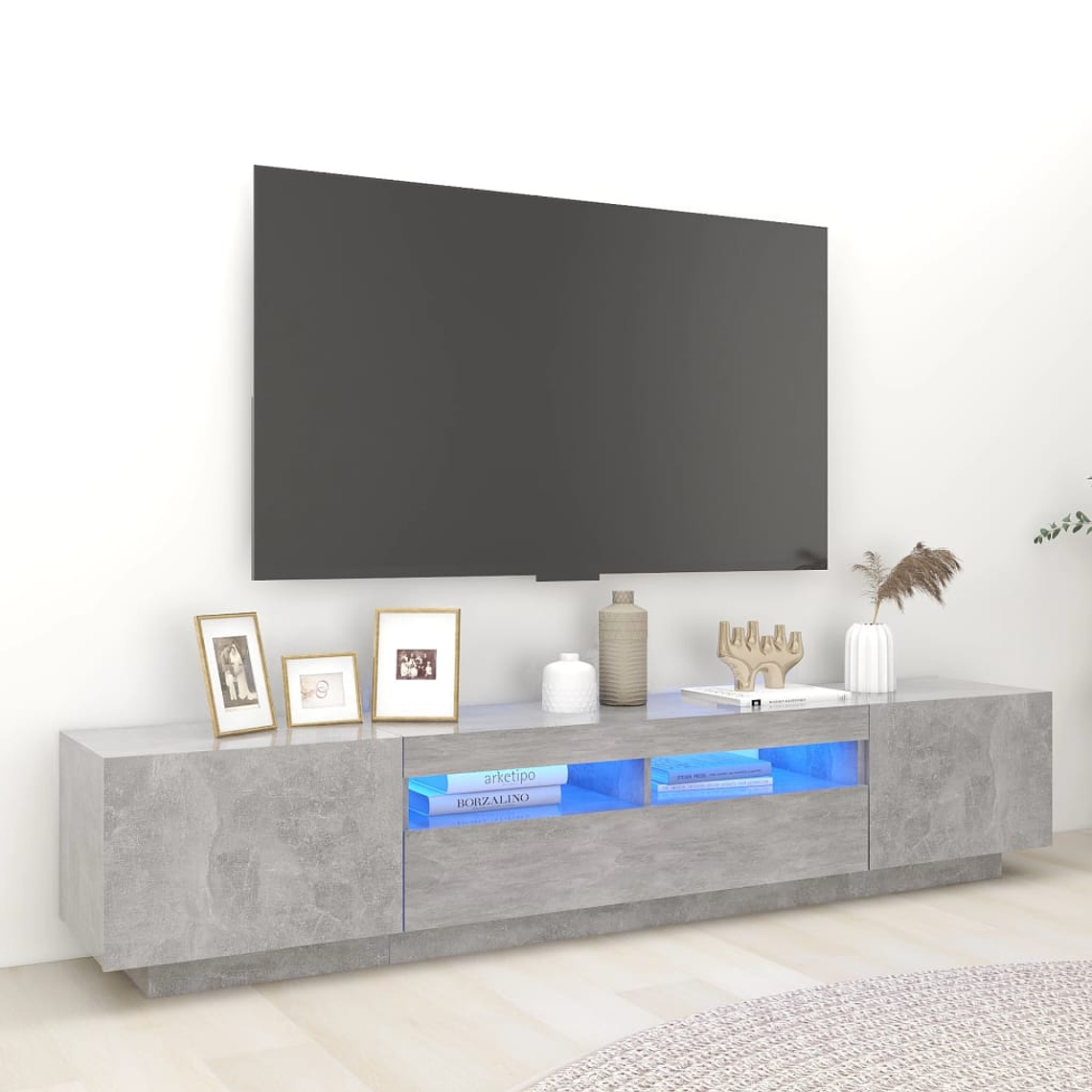 vidaXL Móvel de TV com luzes LED 200x35x40 cm cinzento cimento 1