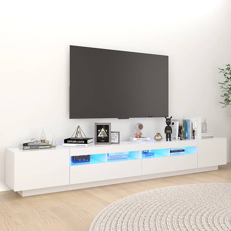 vidaXL Móvel de TV com luzes LED 260x35x40 cm branco 1