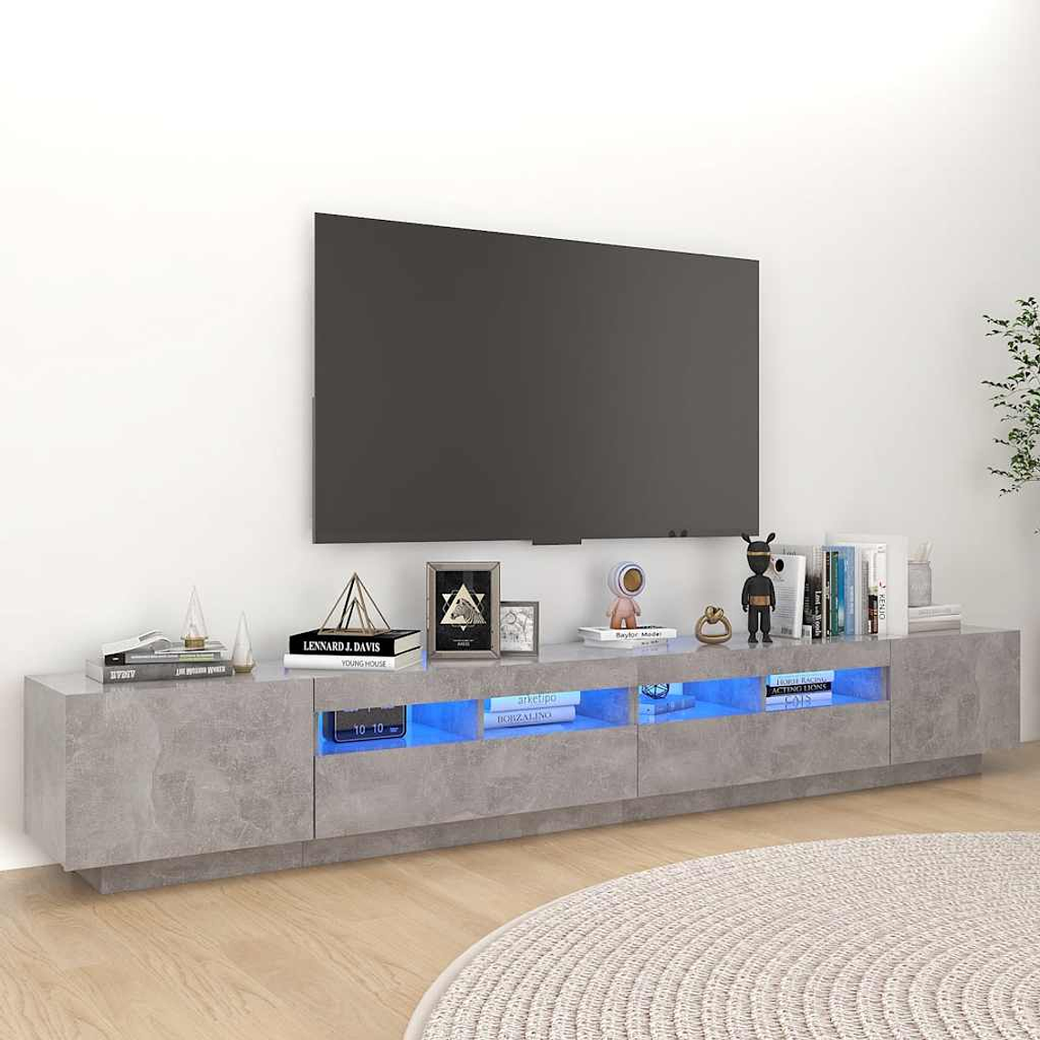 vidaXL Móvel de TV com luzes LED 260x35x40 cm cinzento cimento 1