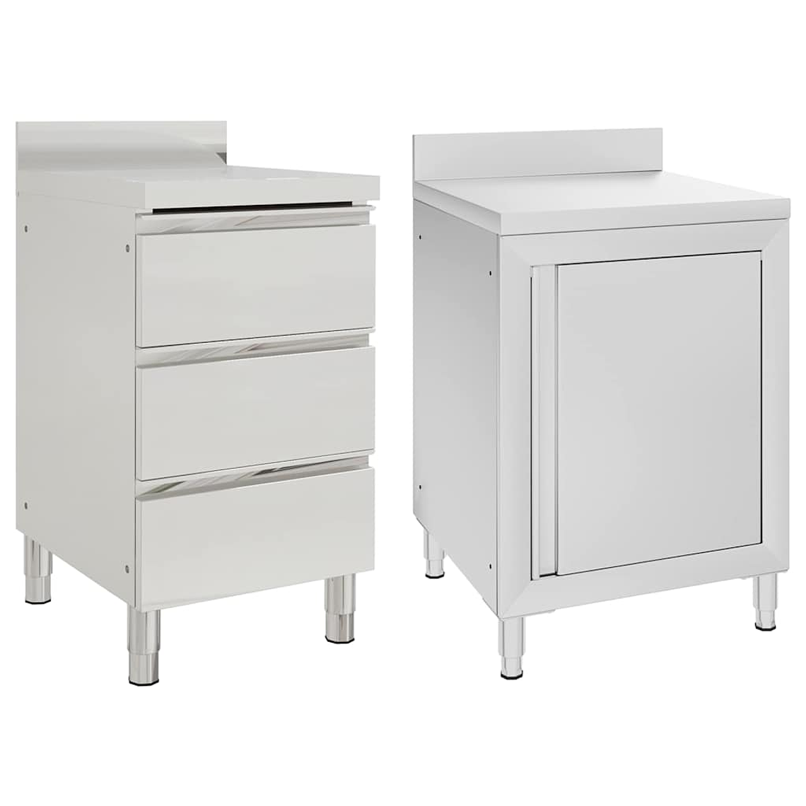 vidaXL Armários de cozinha comerciais 2 pcs aço inoxidável 1