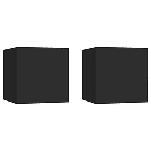vidaXL Mesas de cabeceira 2 pcs 30,5x30x30 cm derivados madeira preto