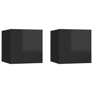 vidaXL Mesas de cabeceira 2pcs 30,5x30x30cm contrapl. preto brilhante