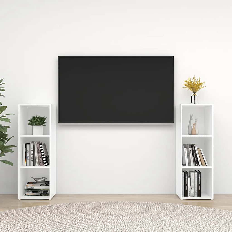 vidaXL Móveis de TV 2 pcs 107x35x37 cm contraplacado branco 1