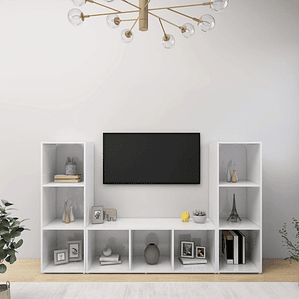vidaXL Móveis de TV 3 pcs 107x35x37 cm contraplacado branco