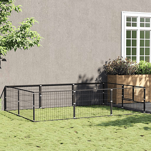 vidaXL Canil para cães 6 m² aço preto