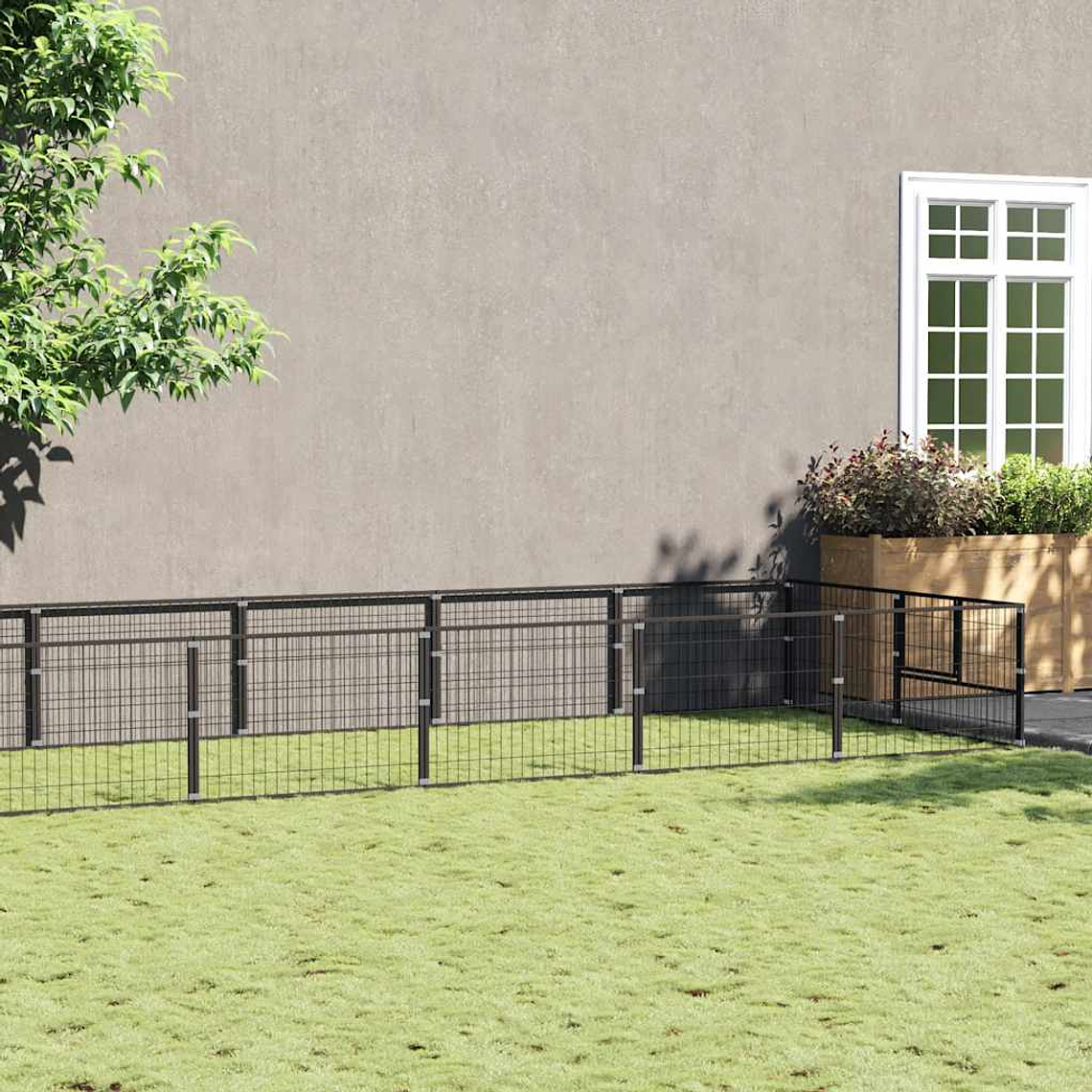 vidaXL Canil para cães 20 m² aço preto 1