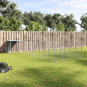 vidaXL Canil 13,31 m² aço prateado