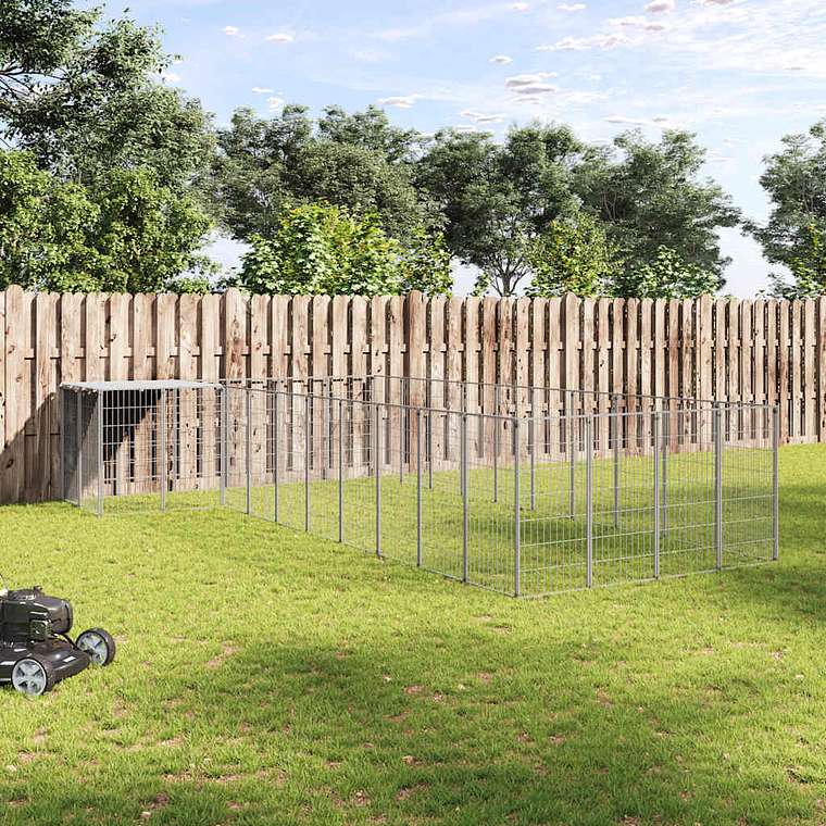 vidaXL Canil 13,31 m² aço prateado 1