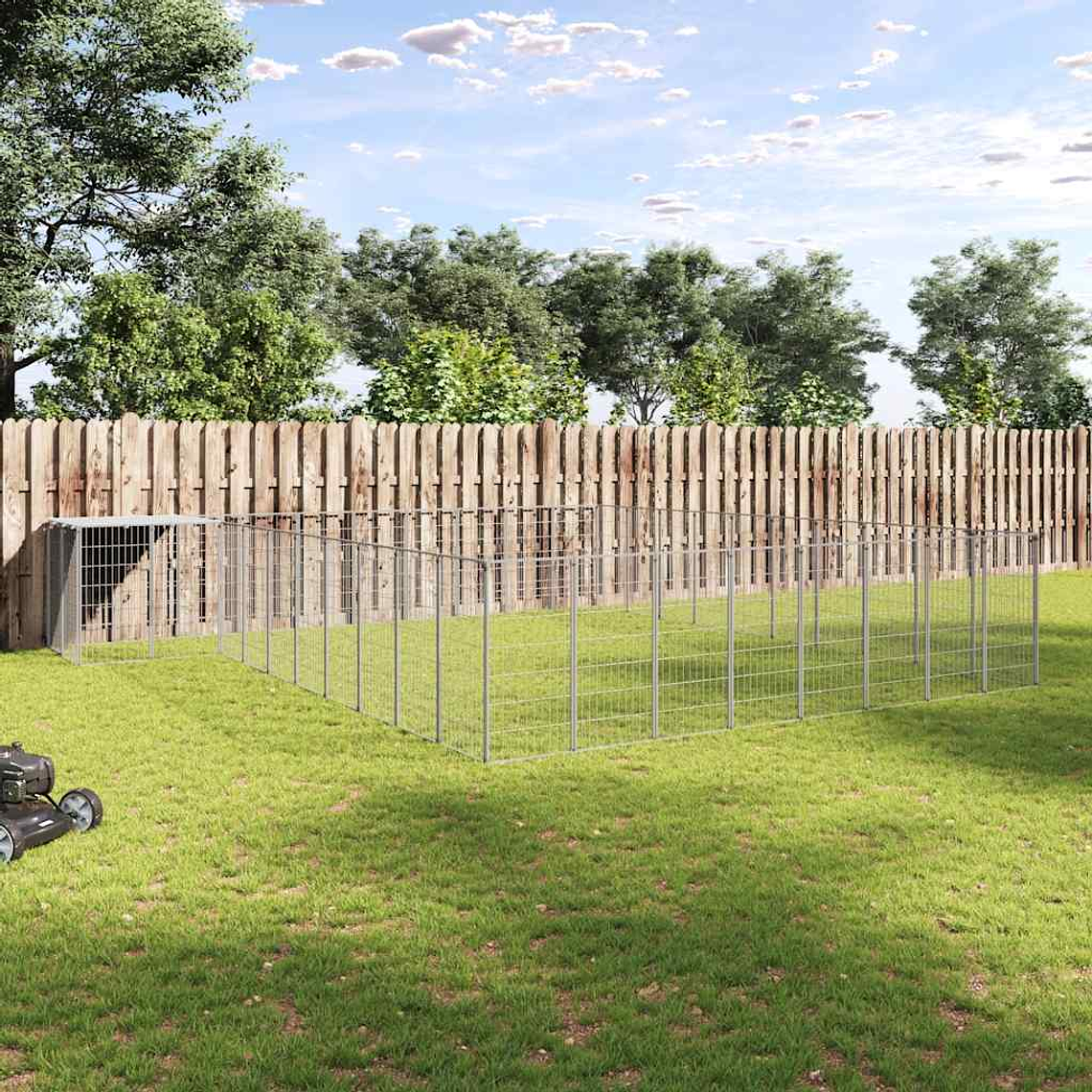 vidaXL Canil 25,41 m² aço prateado 1